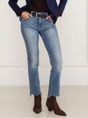 DL1962 women’s 28 Mara straight jeans mid rise instasculpt ankle in Blue current